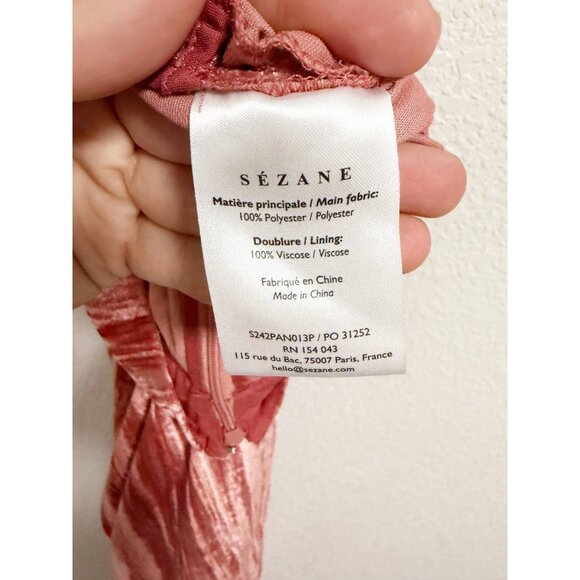 Sézane Tyler Trousers Velvet High Waisted Wide Straight Leg Pants Pink Size 40 - Picture 6 of 8